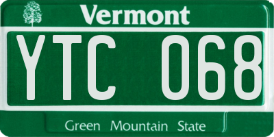 VT license plate YTC068