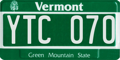 VT license plate YTC070