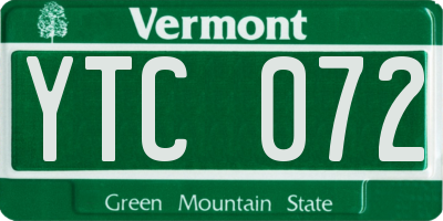 VT license plate YTC072