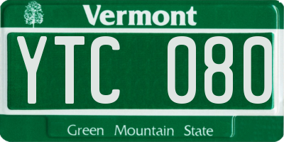 VT license plate YTC080
