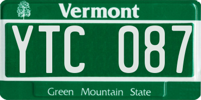 VT license plate YTC087