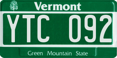 VT license plate YTC092