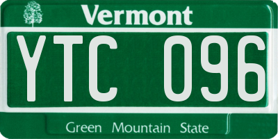 VT license plate YTC096