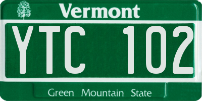 VT license plate YTC102