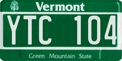 VT license plate YTC104