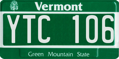 VT license plate YTC106