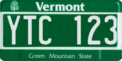 VT license plate YTC123