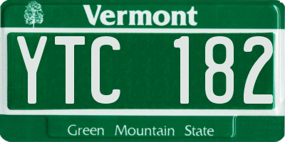 VT license plate YTC182