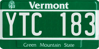 VT license plate YTC183