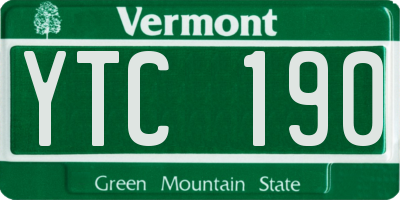 VT license plate YTC190