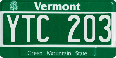 VT license plate YTC203
