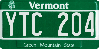 VT license plate YTC204