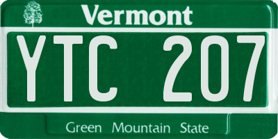 VT license plate YTC207
