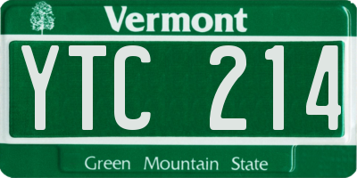 VT license plate YTC214