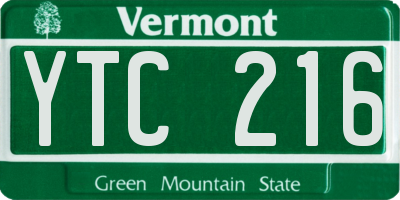 VT license plate YTC216