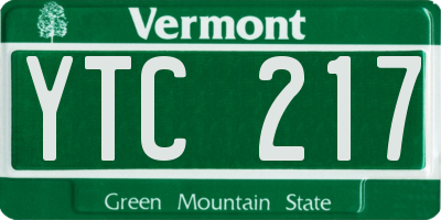 VT license plate YTC217
