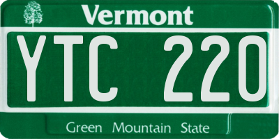VT license plate YTC220