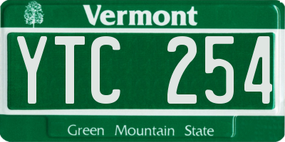 VT license plate YTC254