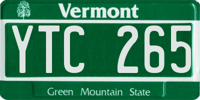 VT license plate YTC265