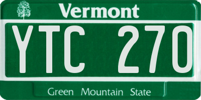 VT license plate YTC270