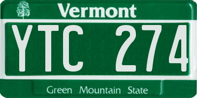 VT license plate YTC274