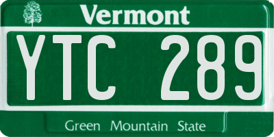 VT license plate YTC289