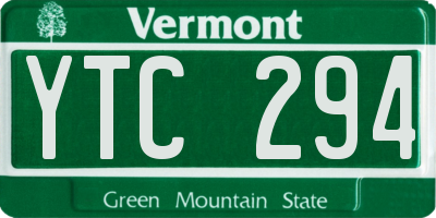 VT license plate YTC294