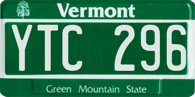 VT license plate YTC296