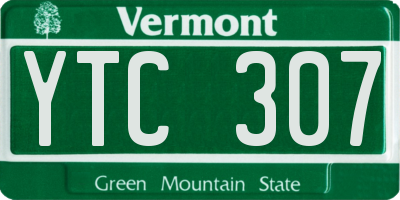 VT license plate YTC307