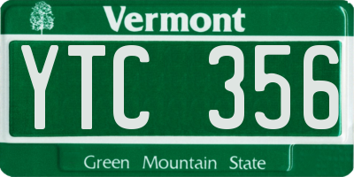 VT license plate YTC356