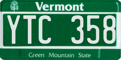 VT license plate YTC358