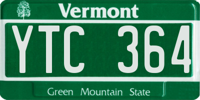 VT license plate YTC364