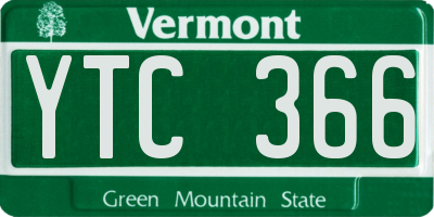 VT license plate YTC366