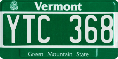 VT license plate YTC368