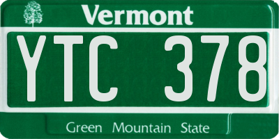 VT license plate YTC378
