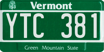 VT license plate YTC381