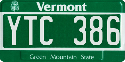 VT license plate YTC386