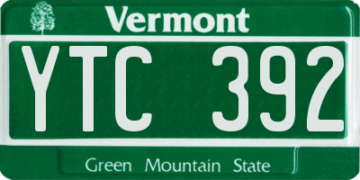 VT license plate YTC392
