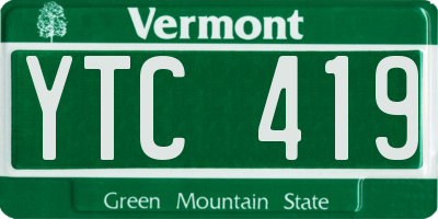 VT license plate YTC419