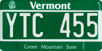 VT license plate YTC455