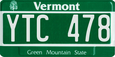 VT license plate YTC478