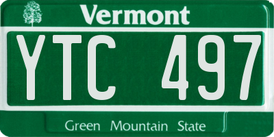 VT license plate YTC497