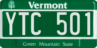 VT license plate YTC501