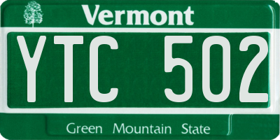 VT license plate YTC502