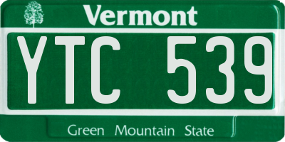 VT license plate YTC539