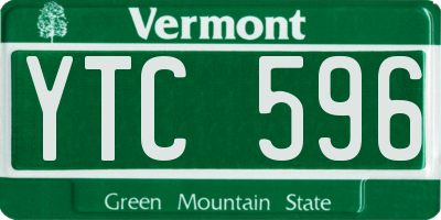 VT license plate YTC596