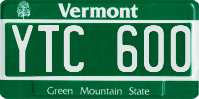 VT license plate YTC600