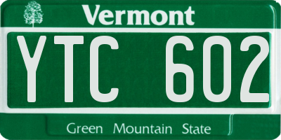 VT license plate YTC602