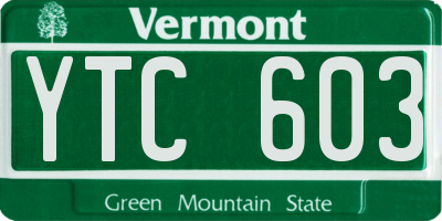 VT license plate YTC603