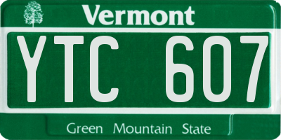 VT license plate YTC607